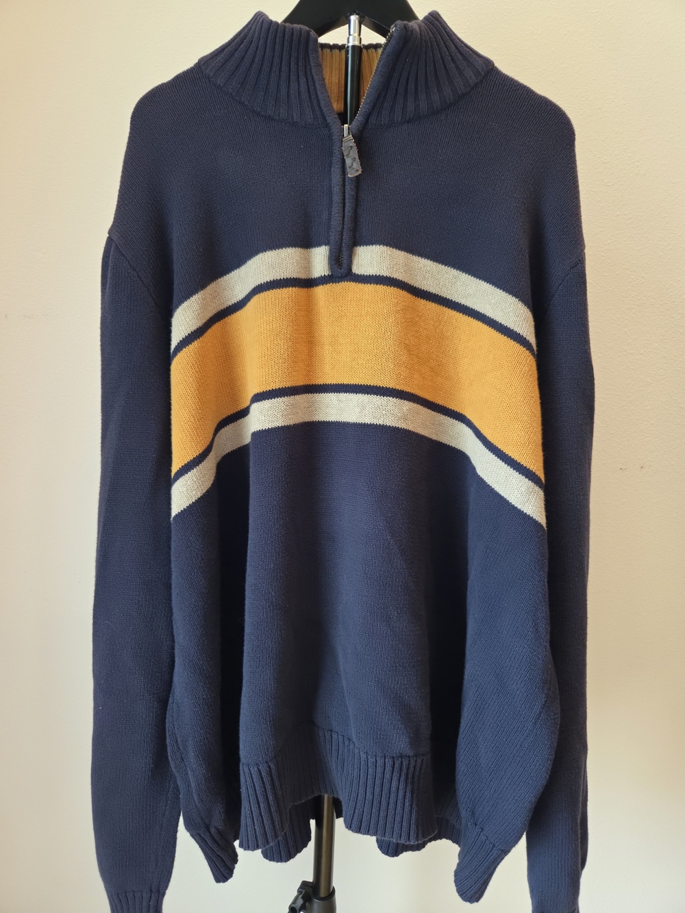 Eddie Bauer Striped Quarter-Zip Knit Sweater (XXL)